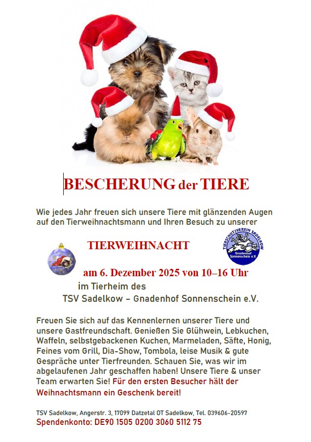 Einladung zur Tierweihnacht