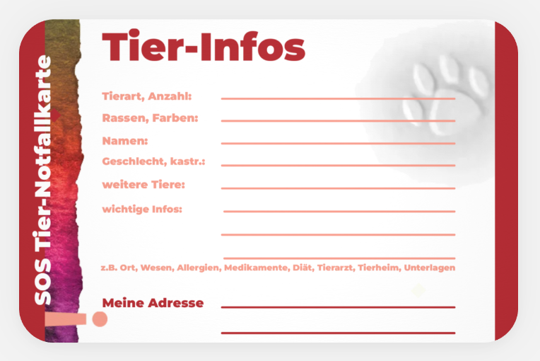 Tier-Notfallkarte für die Geldbörse 📌🐾