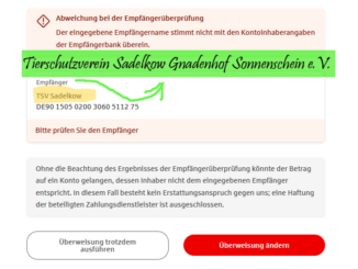 Unser Empfängername in Überweisungen